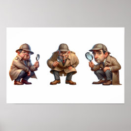 3 privé-detectives op zoek naar aanwijzingen poster
