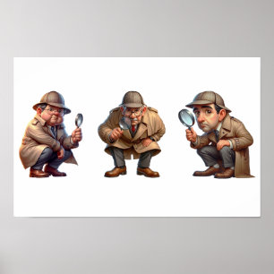 3 privé-detectives op zoek naar aanwijzingen poster