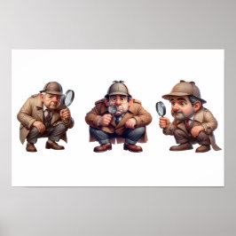 3 privé-detectives op zoek naar aanwijzingen poster