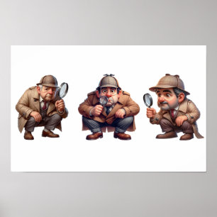 3 privé-detectives op zoek naar aanwijzingen poster