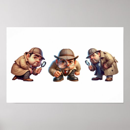 3 privé-detectives op zoek naar aanwijzingen poster (Voorkant)