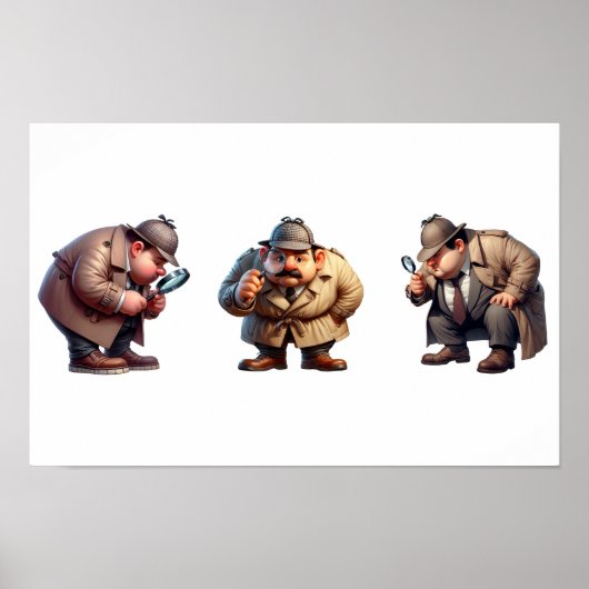 3 privé-detectives op zoek naar aanwijzingen poster (Voorkant)