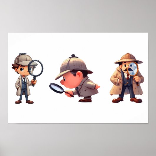 3 privé-detectives op zoek naar aanwijzingen poster (Voorkant)