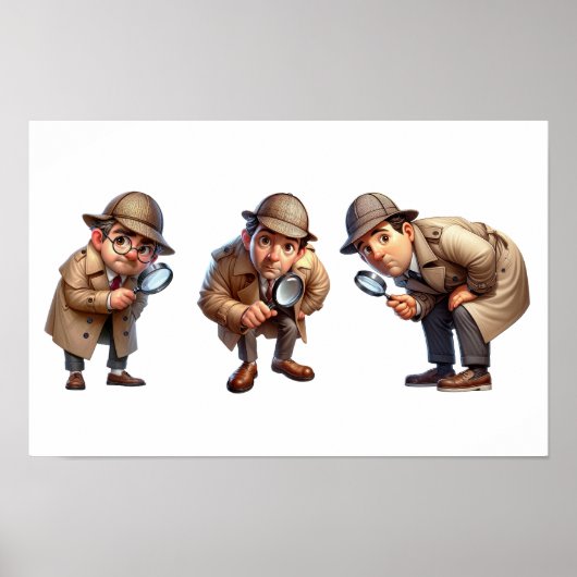 3 privé-detectives op zoek naar aanwijzingen poster (Voorkant)