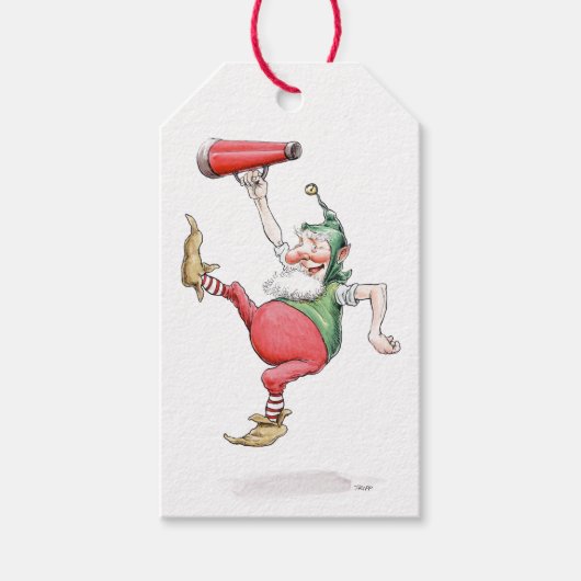 3 Proost voor Kerstmis! Elf Gift Label Cadeaulabel (Voorkant)