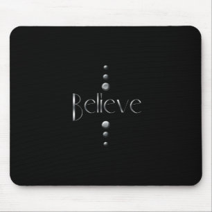 3 punt Silver Block Believe & Black Background Muismat