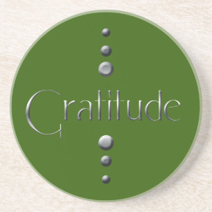 3 punt Silver Block Gratitude & Green Background Zandsteen Onderzetter