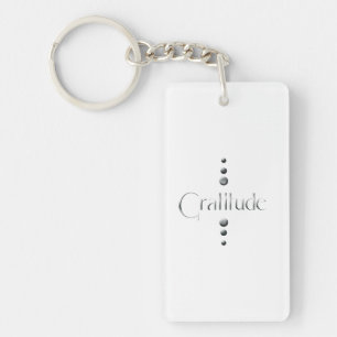 3 punt Silver Block Gratitude Sleutelhanger