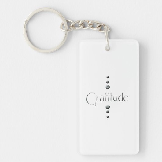 3 punt Silver Block Gratitude Sleutelhanger (Voorkant)