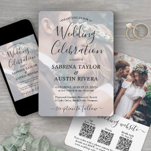 3 QR Coden Website RSVP All-In-One Foto Huwelijk Kaart