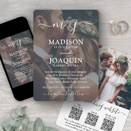 3 QR CODES All-In-One Geborduurde Foto Huwelijk Kaart