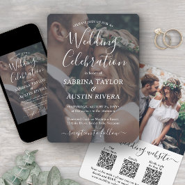3 QR-codes All-In-One RSVP-foto-overlay bruiloft Kaart