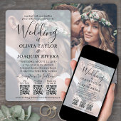 3 QR-codes Modern All-in-One Photo Overlay Wedding Kaart