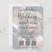 3 QR-codes Modern All-in-One Photo Overlay Wedding Kaart (Voorkant)