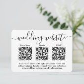 3 QR-codes Trouwwebsite Eenvoudige foto-bijlage RSVP Kaartje (Staand voorkant)