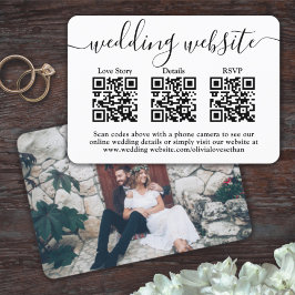 3 QR-codes Trouwwebsite Eenvoudige foto-bijlage RSVP Kaartje
