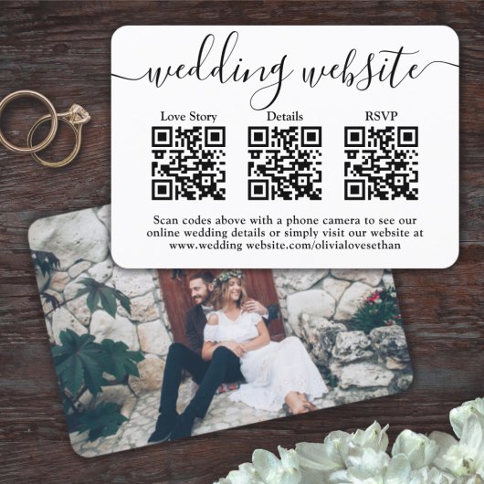 3 QR-codes Trouwwebsite Eenvoudige foto-bijlage RSVP Kaartje