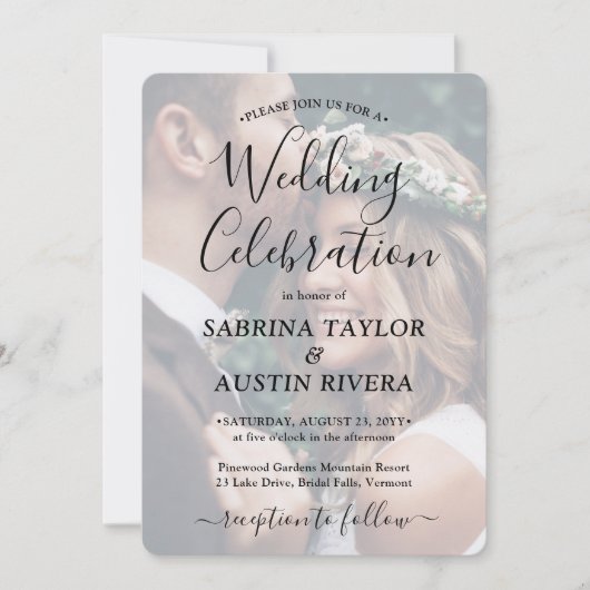 3 QR-codes Website RSVP Alles-in-één Foto Huwelijk Kaart (Voorkant)