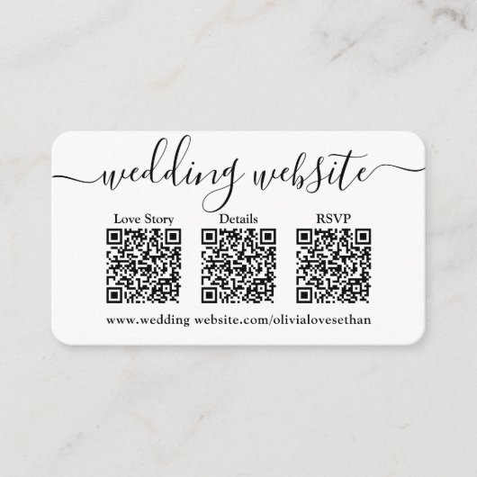 3 QR-codes Weddenschap Website en RSVP-fotorespons Informatiekaartje (Voorkant)