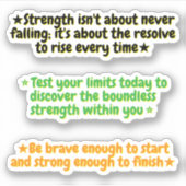 3 Quotes About Strength | Inspirational Stickers (Voorkant)