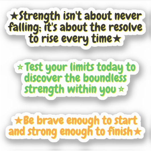 3 Quotes About Strength | Inspirational Stickers (Voorkant)