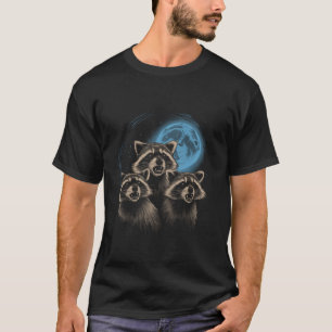3 Racoon Maan Howling Raccoon Hoofd Grappig Voor M T-shirt