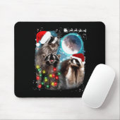 3 Racoon Moon Howling Raccoon Christmas Santa Raco Muismat (Met muis)