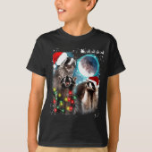 3 Racoon Moon Howling Raccoon Christmas Santa Raco T-shirt (Voorkant)