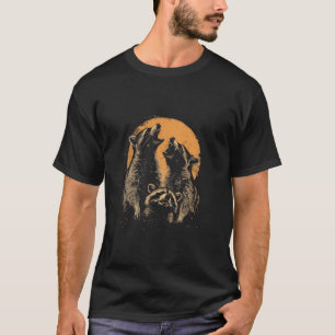 3 Racoon Moon Howling Raccoon Grappig Graphic Meme T-shirt