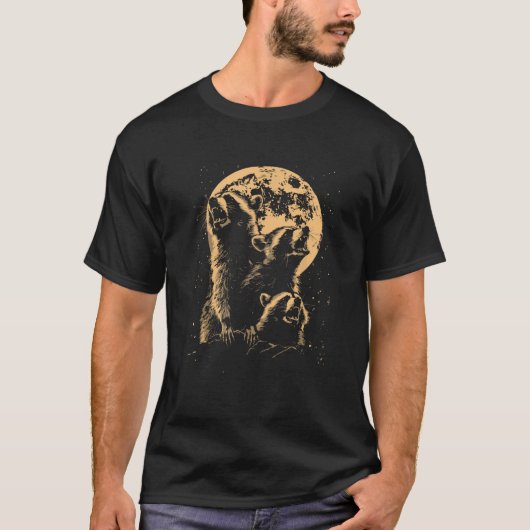 3 Racoon Moon Howling Raccoon Humor Meme Animals T T-shirt (Voorkant)