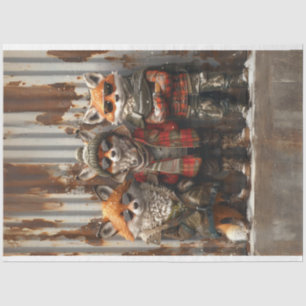 3 Red Fox Urban Frontier Boys Decoupage Tissuepapier