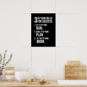 3 regels voor succes - hard, hard en Motivatie Poster (Keuken)