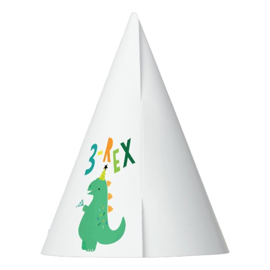 3-Rex 3rd Birthday party Dinosaur Pet Feesthoedjes (Achterkant)