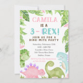 3-Rex Birthday Invitation, Dino 3rd Birthday Kaart (Voorkant)