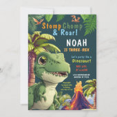 3 Rex Dinosaur 3e verjaardag uitnodiging (Voorkant)