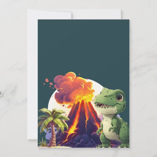 3 Rex Dinosaur 3e verjaardag uitnodiging (Achterkant)