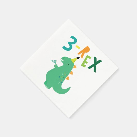 3-Rex Dinosaur 3e Verjaardagsfeest Servetten (Hoek)