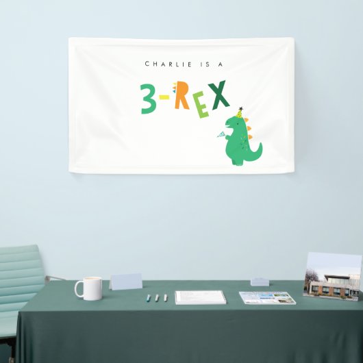 3-Rex Dinosaur 3rd Birthday Party Banner (Beurs)