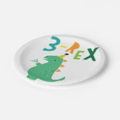 3-Rex Dinosaur 3rd Birthday Party Borden Papieren Bordje (Gekanteld)