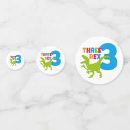 3 Rex Dinosaur Theme Third Birthday Foto Confetti