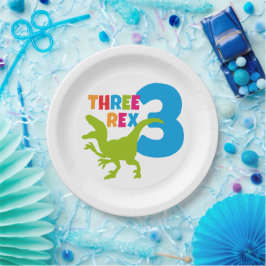 3 Rex Dinosaur Theme Third Birthday Foto Papieren Bordje