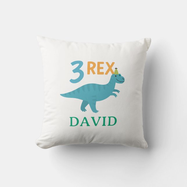 3 Rex Dinosaur Verjaardagsontwerp Kussen (Voorkant)