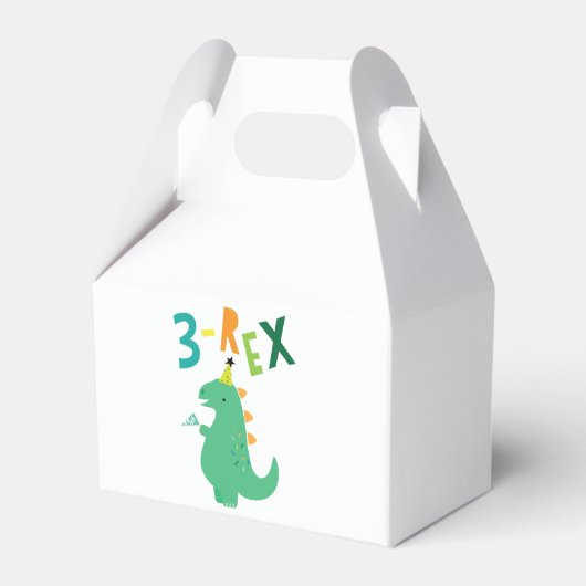 3-Rex Dinosaurus 3e Verjaardag Feest Favor Boxen Bedankdoosjes (Voorkant Zijde)