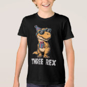 3 Rex Dinosaurus 3e Verjaardag Jongen Meisje Drie Tri-Blend Shirt (Voorkant)