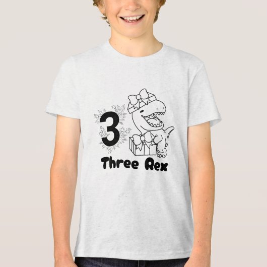 3 Rex Dinosaurus 3e Verjaardag Jongen Meisje Tri-Blend Shirt (Voorkant)