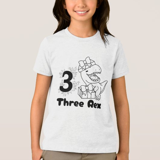 3 Rex Dinosaurus 3e Verjaardag Jongen Meisje Tri-Blend Shirt (Voorkant)