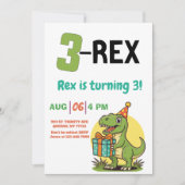 3-Rex Dinosaurus schattige Drie-Rex verjaardag Kaart (Voorkant)