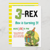 3-Rex Dinosaurus schattige Drie-Rex verjaardag Kaart (Voorkant / Achterkant)