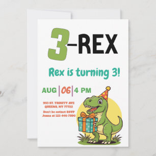3-Rex Dinosaurus schattige Drie-Rex verjaardag Kaart