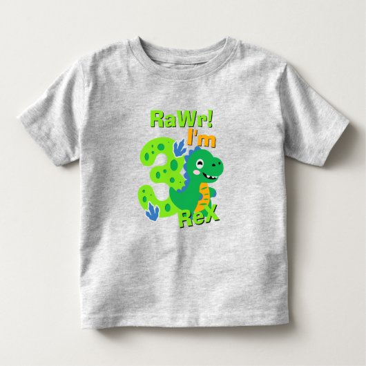 3 Rex Dinosaurus Verjaardag Shirt (Voorkant)